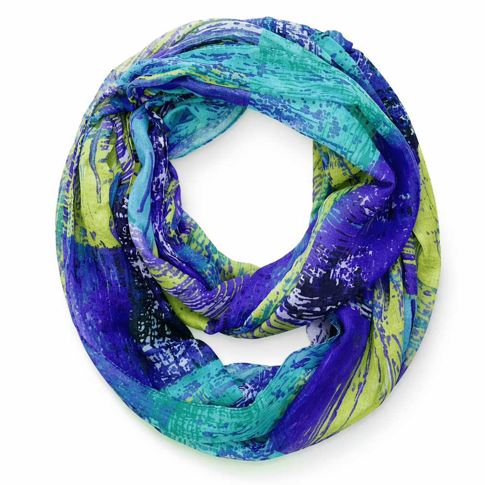 Image of Women' Scarf Colorful Blue Green - Lightweight Infinity Scarf For Spring Autumn - 180*80cm, Soft Loop Scarf Women's Fashion Casual Outfit