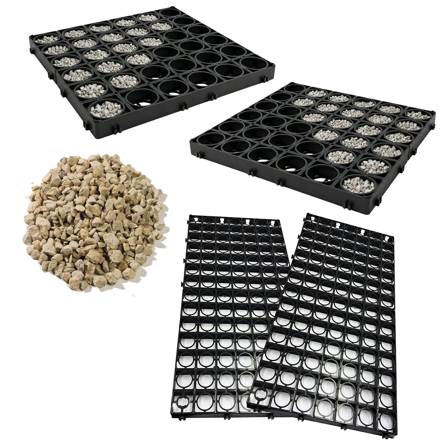 TEMU Black Protective Plastic Paving Driveways Grid Mats Provides Stable Surface Resistant To Heavy (pack Of 24)