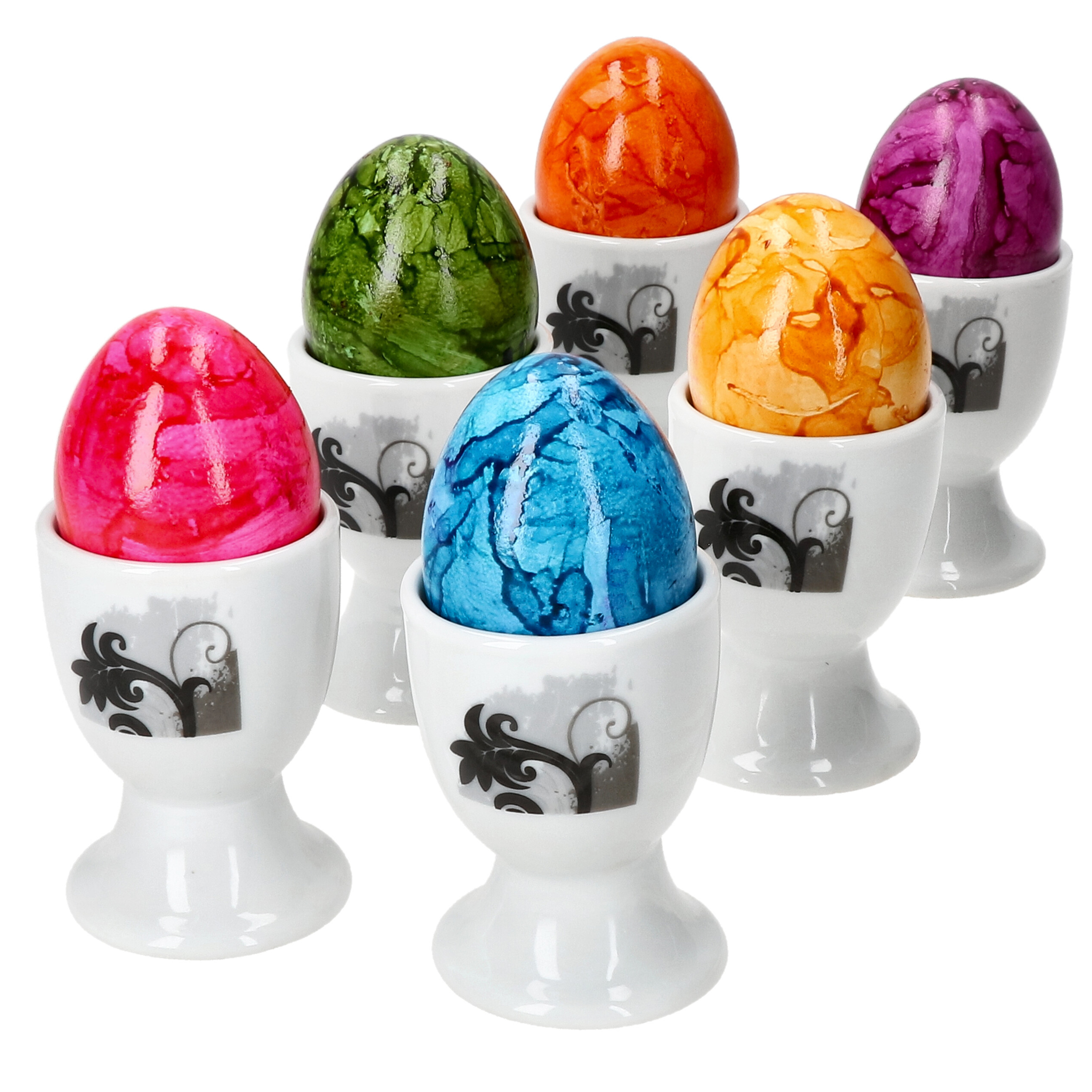 6x Black Flower Egg Cups Grass Straw Egg Holder For Easter