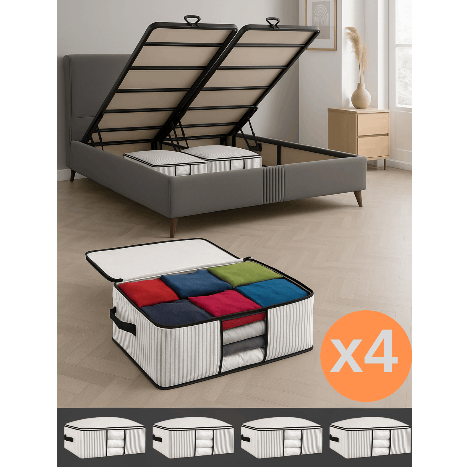 Image of Formeya 4 Luxurious Pedestal And Underbed Organizers With Windows - Pedestal Under The Pedestal, 64 X 45 X 22 Cm