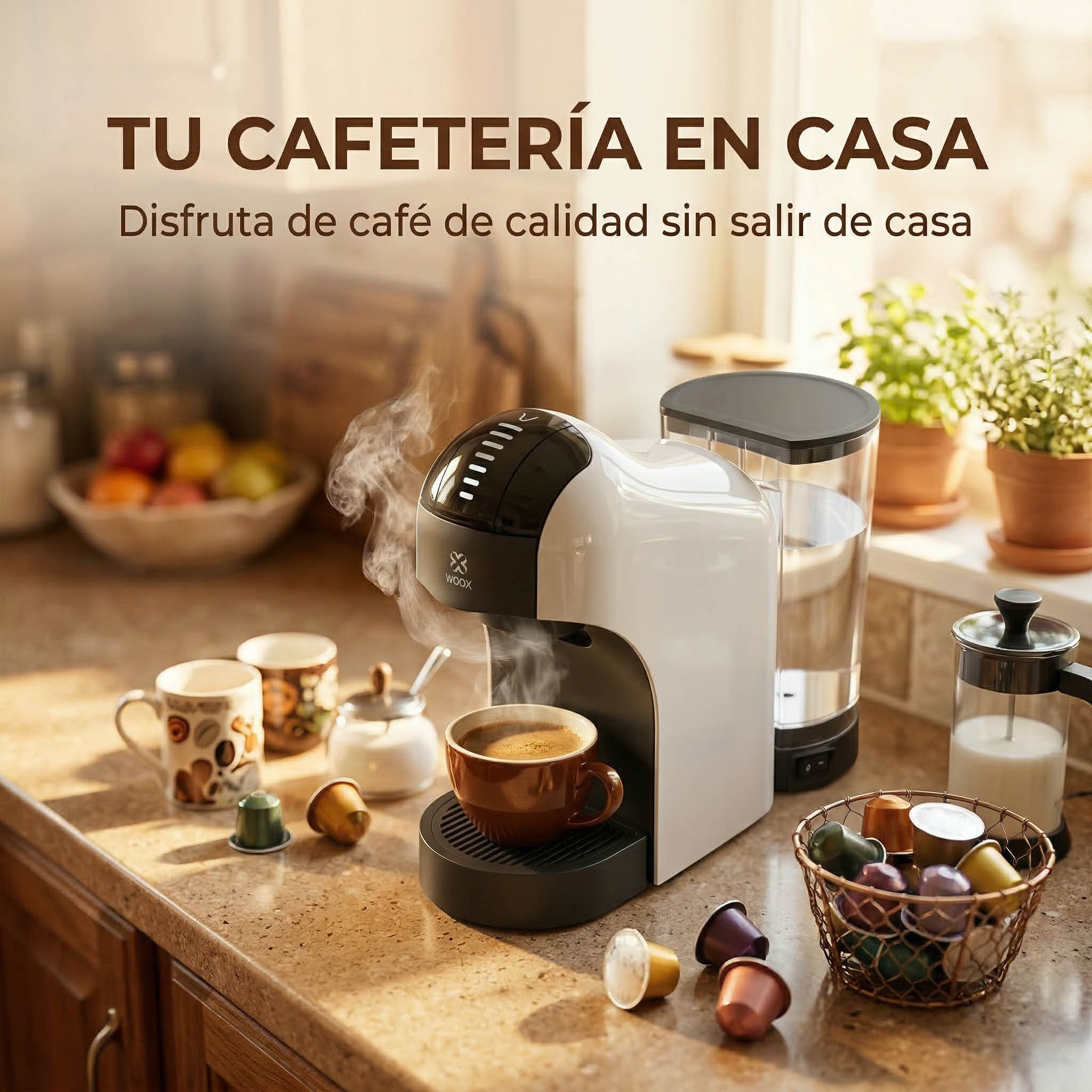TEMU Cafetera de cápsulas 20 Bar 1400W, máquina de café automática con panel táctil, 3 portacápsulas compatibles tipo N y tipo DG y café , depósito