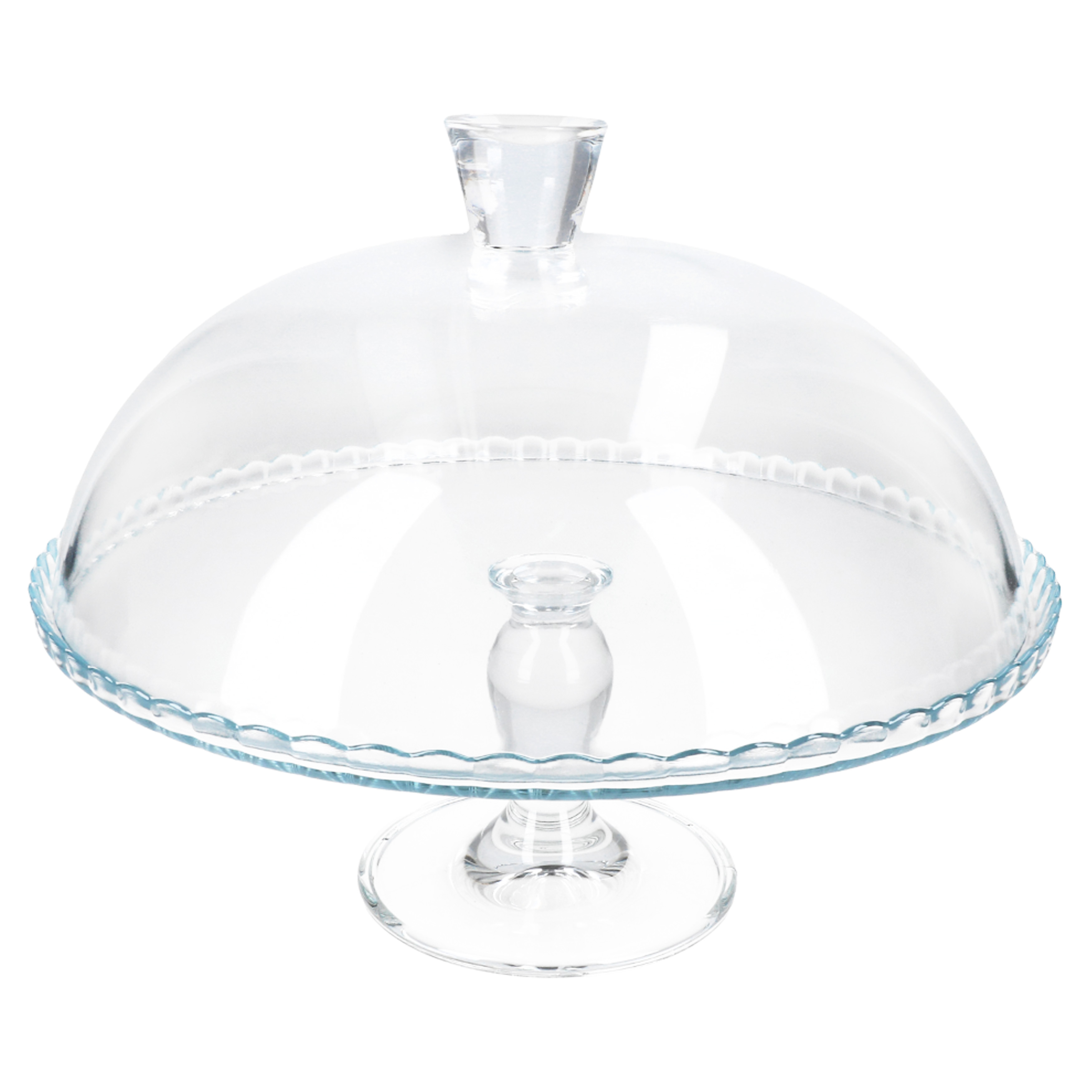 Image of Cake Plate On Stand With Glass Dome Ø32cm*25cm, Weight 2.590g, Cheese Dome For Cakes