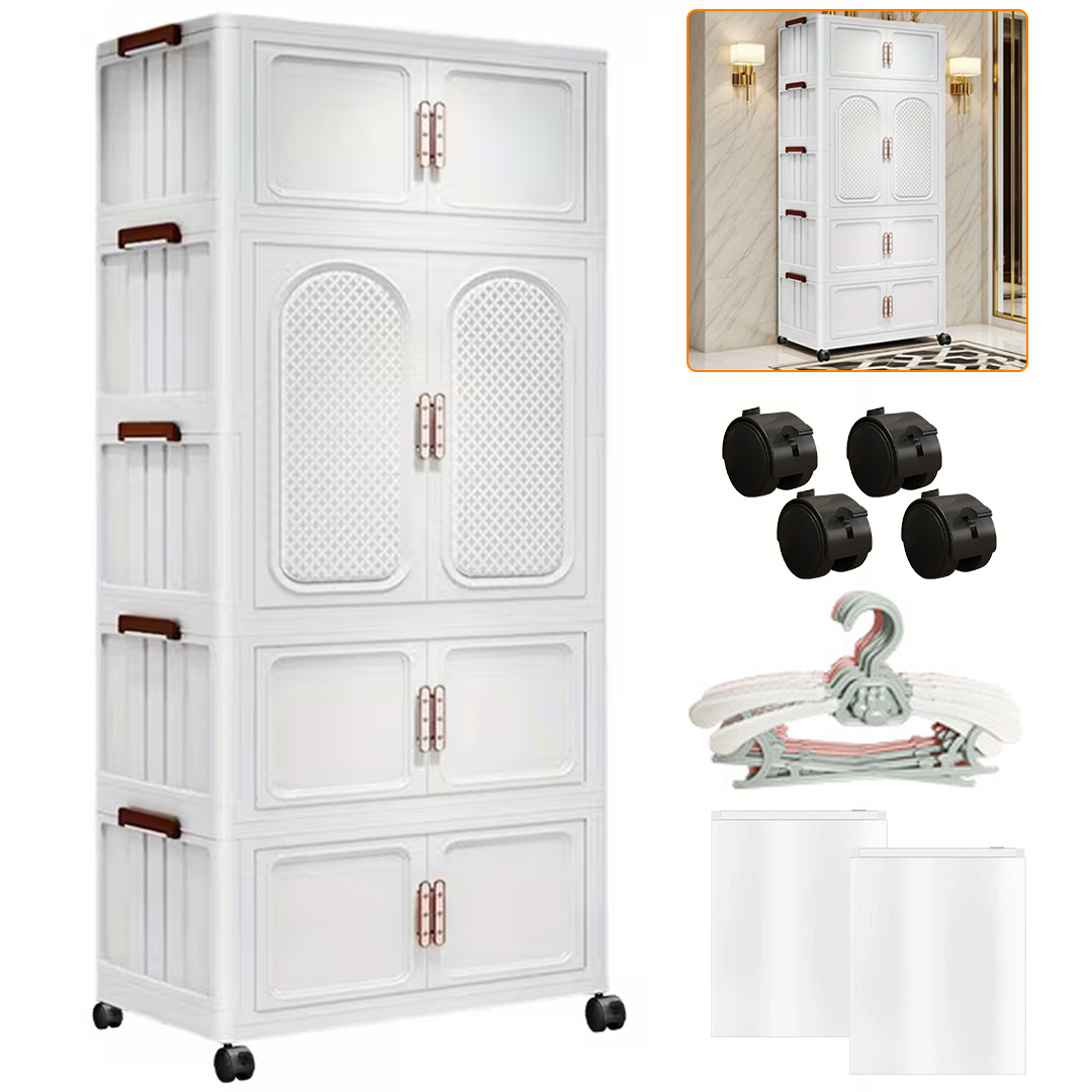 TEMU 4- Tier Storage Box, Portable Storage Bins, Stackable Storage Cabinet, Multifunctional Wardrobe Organizer. An Easy- To- Assemble Foldable