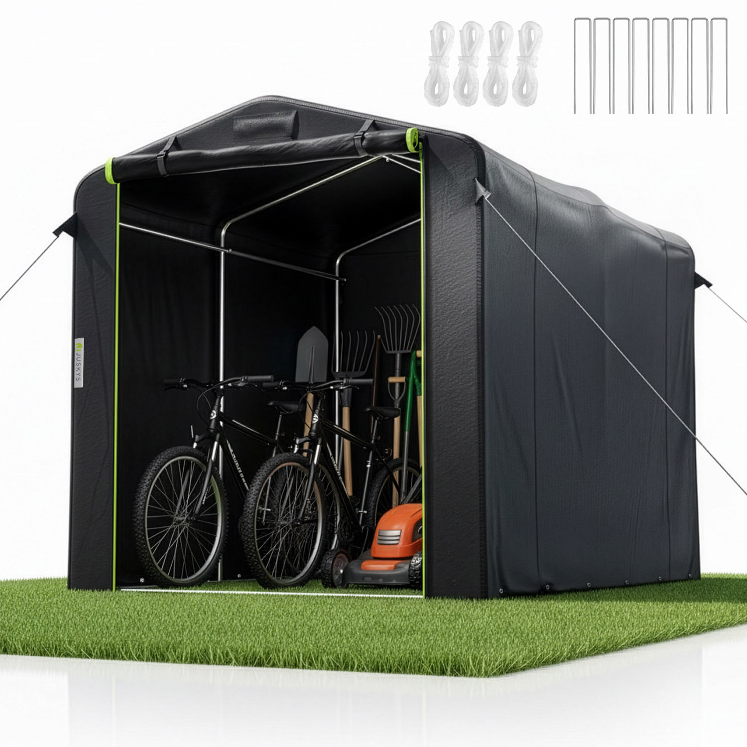 Equipment Tent - 3.6/6.2 M³, Outdoor Shelter With , Waterproof Tarp & Metal Frame Construction