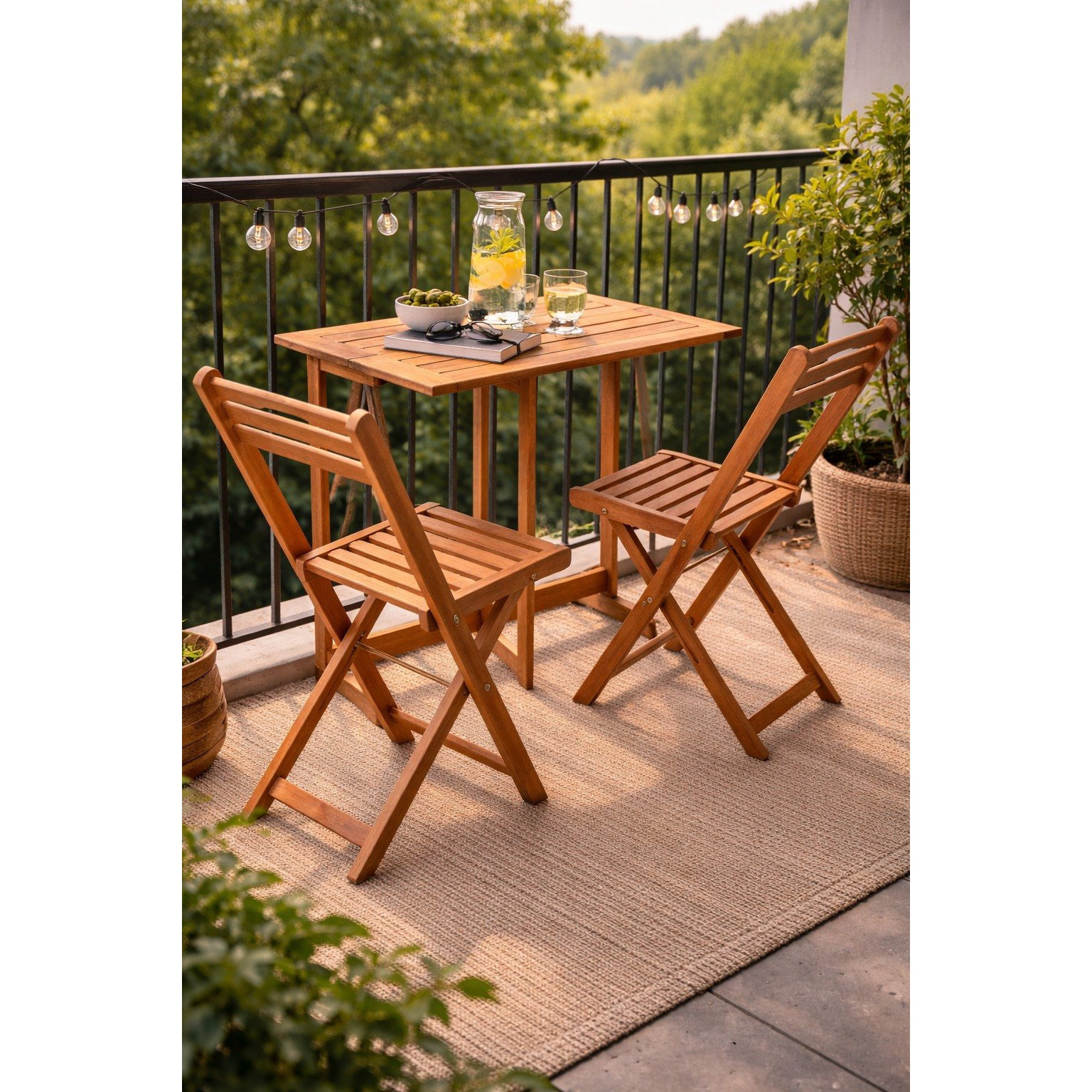 3pcs Balcony Set, Eucalyptus , Foldable