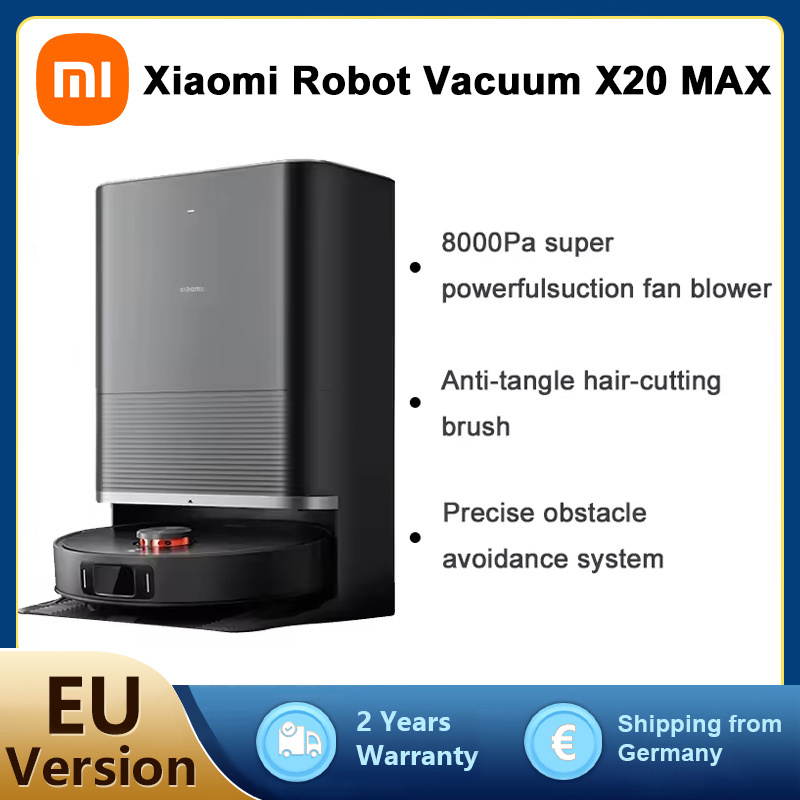 E-shop Xiaomi Roboterstaubsauger X20 Max - 8000 Pa Saugkraft, Dual-Mop-System mit Heißwasserreinigung und Trocknung, 75 Tage Staubkapazität, 4