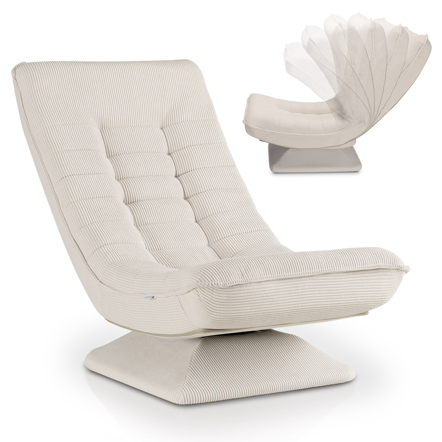 relaxsessel   - ergonomisch & 360° drehbar - klappbarer sessel für wohnzimmer - gemütlicher loungesessel aus cord - gepolstert & modern