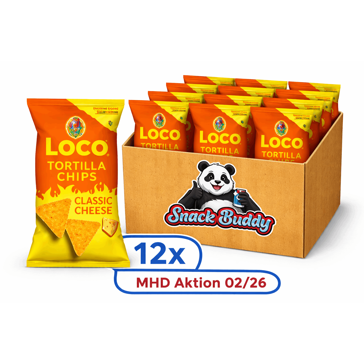 Loco Tortilla Chips Cheese 12-pack – Corn Chips Snack Box – Best Before 02/2026 - Item