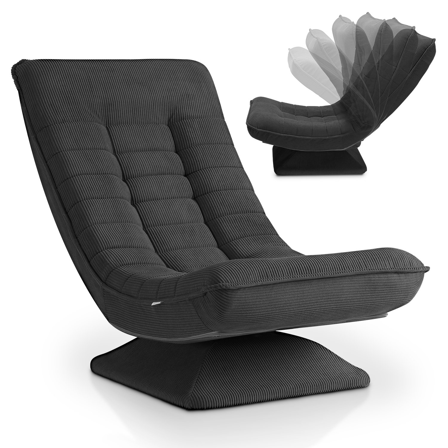 E-shop Relaxsessel - Ergonomisch & 360° drehbar - Klappbarer Sessel für Wohnzimmer - Gemütlicher Loungesessel aus Cord - Gepolstert & modern
