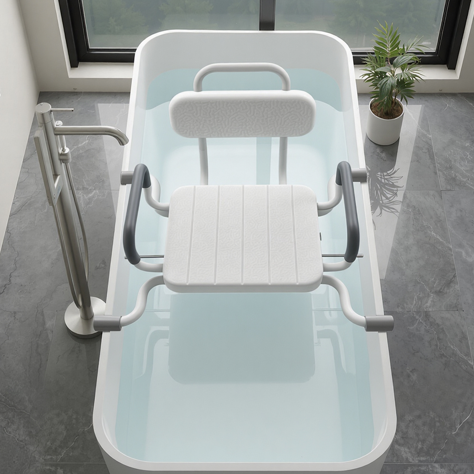 Image of Vevor Swivel Shower Chair With And Back, 100 Kg Heavy Duty Bench Seat For Inside Shower Stall And Bathtub Mounting, Bathroom Bath Tub Seat For Adults, Seniors, Handicap, Elderly And Disabled