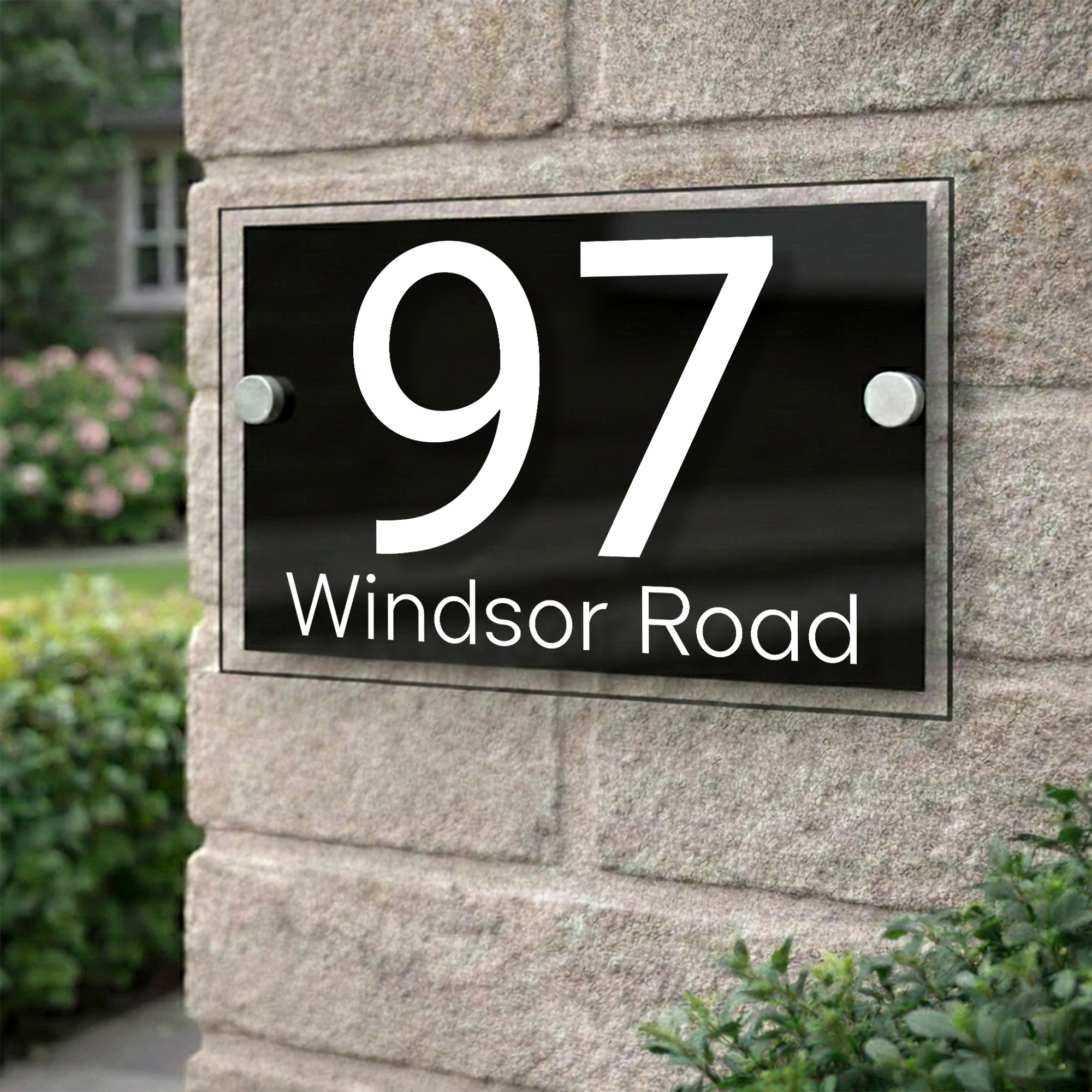 TEMU Customized Acrylic Double-layer Sign With Stainless Steel Screws - Personalized Address Plaque For Outdoor Wall Decoration, Of 200mm X 130mm