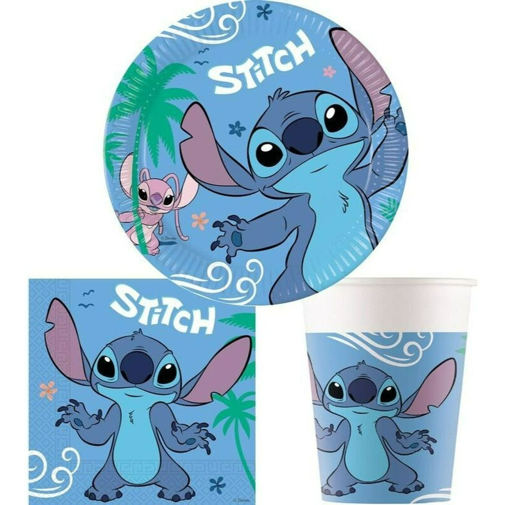 TEMU Decoraciones de mesa Stitch para 8 , juego de , 8 platos de 20 cm, 8 tazas, 20 servilletas, platos, vasos y servilletas de papel, 36 piezas