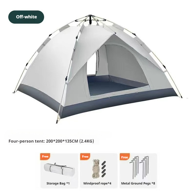 3-second Quick-open/close Tent | Fiberglass Poles, Zipper, Suitable For Hiking, Camping, Travel, And - Grey, Double Door, In 2 And 4-person Sizes