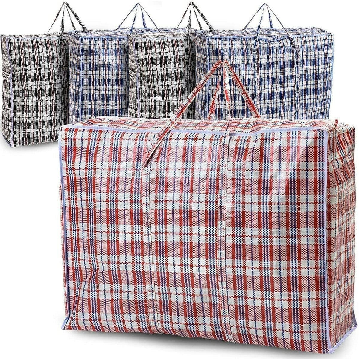 TEMU Large Laundry & Storage Bags – Heavy‑duty Foldable Zip Bags With Handles | Durable Reusable Polypropylene Storage Solution For Clothes, Bedding,