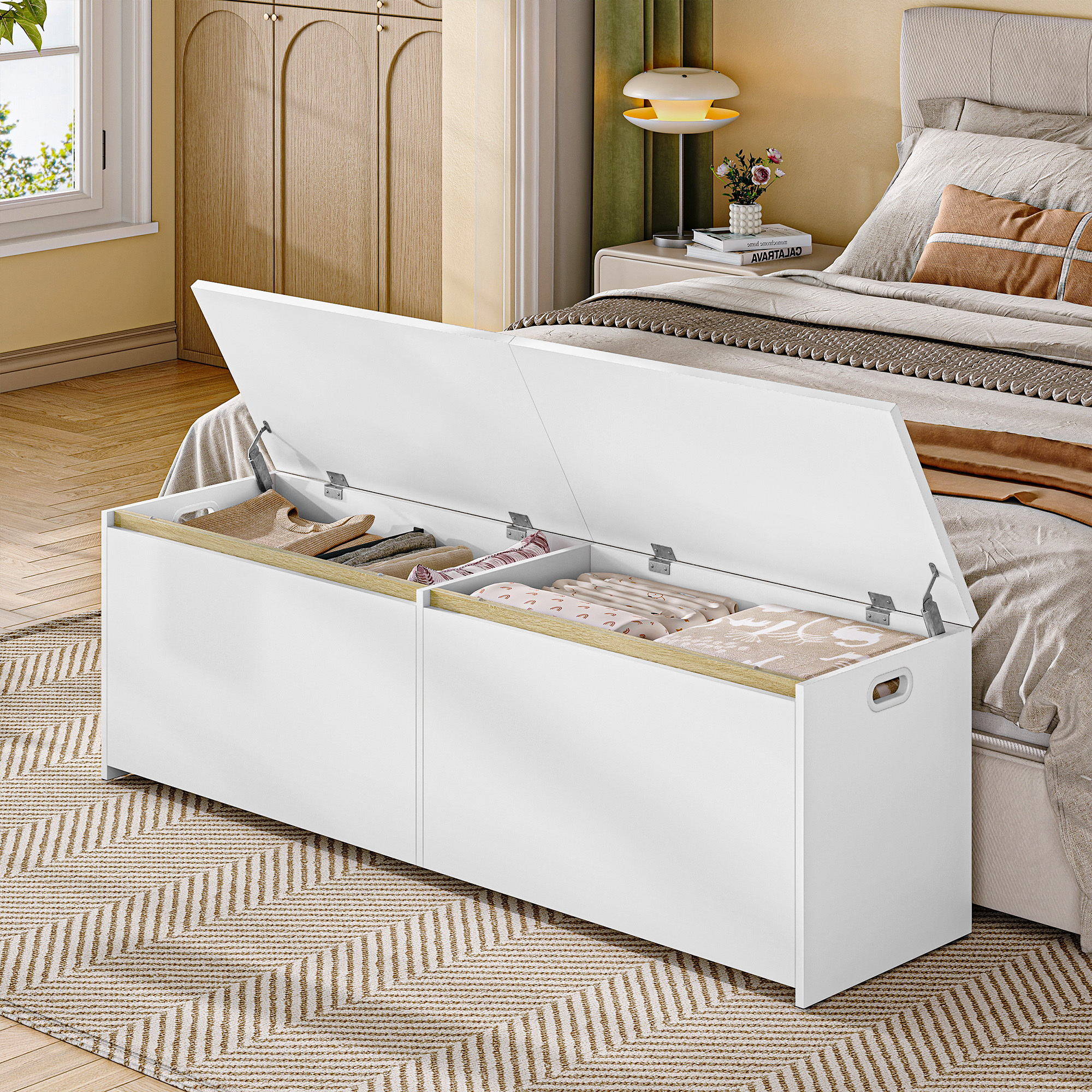 Image of Modern Minimalist White Floor Storage Box, Double-door Storage Box, Multifunctional Storage Box For Living Room, Balcony, And Entryway, Home Storage Box