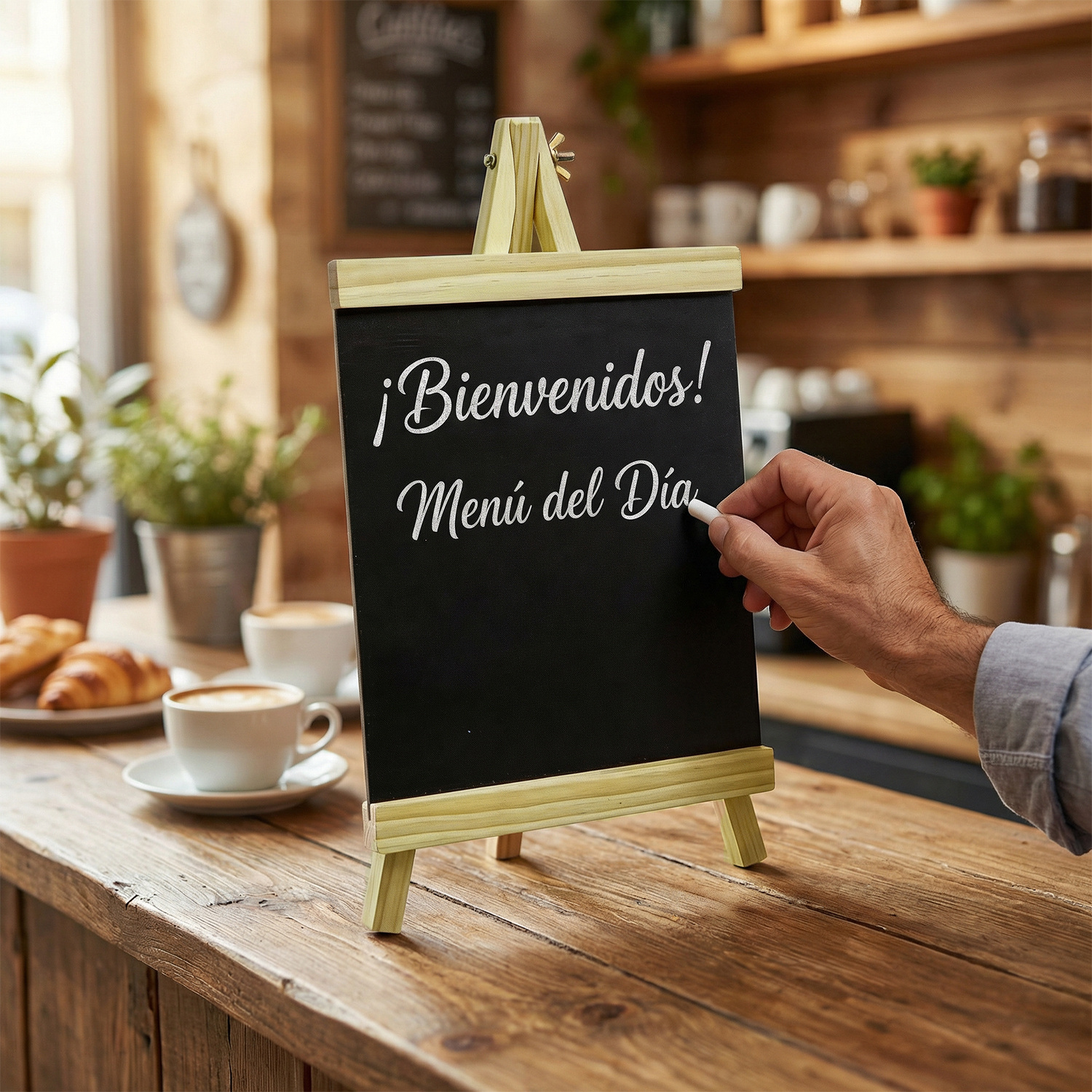 Pizarra Publicitaria de Madera con Soporte, Tablero de Anuncios para Mesa, Letrero Vintage para Cafetería y Buffet,…: retailer-supplied image