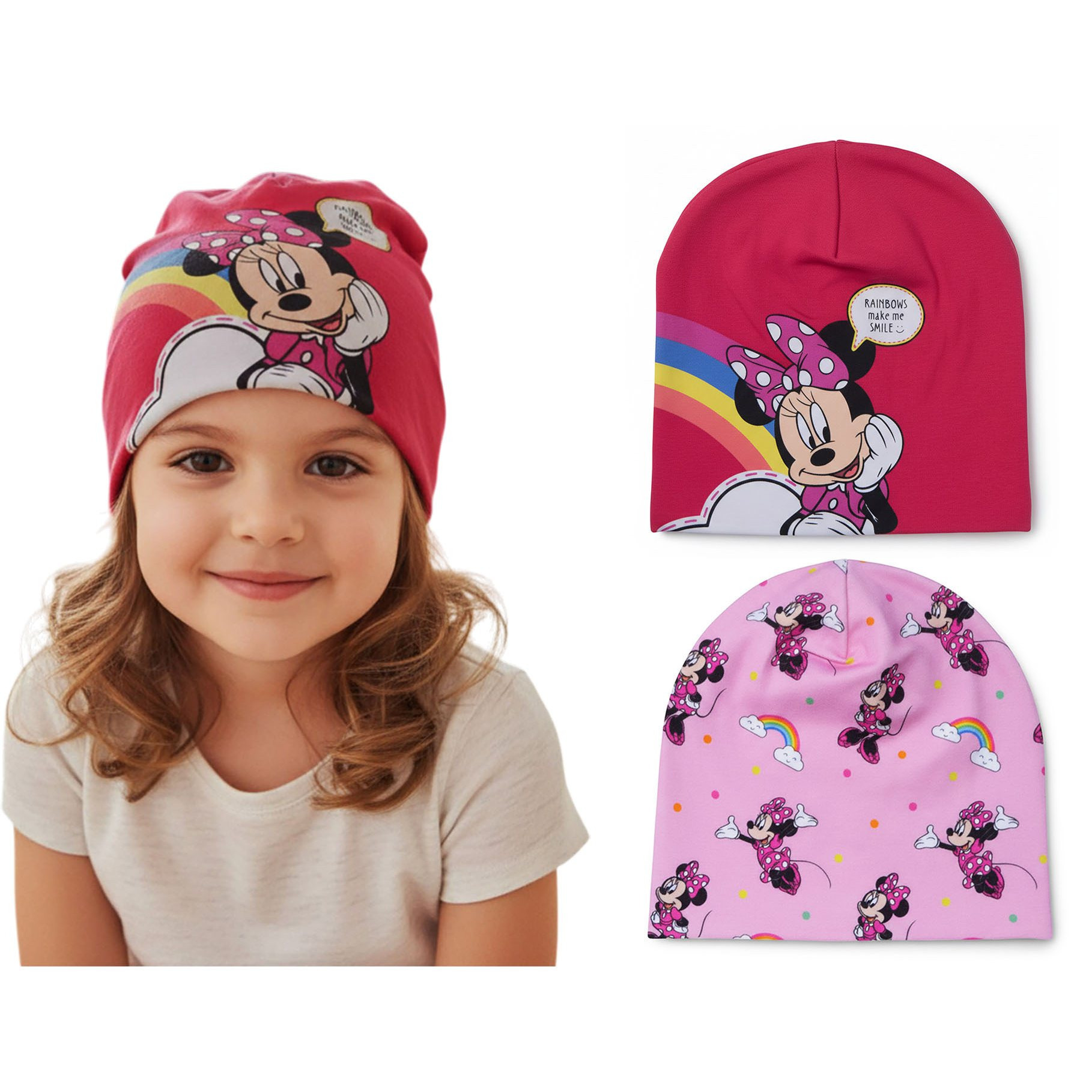 Image of Mouse Patterned Cotton Beanie Set/2pcs. Material: 100% Cotton