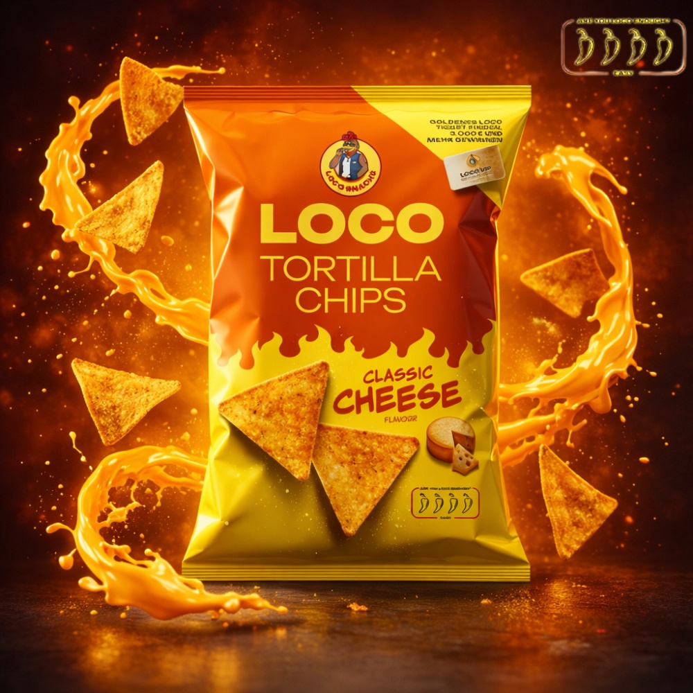 Image of Loco Tortilla Chips Classic Cheese – Spiciness Level Easy – Crispy Corn Chips In Luciano Style - 100 G