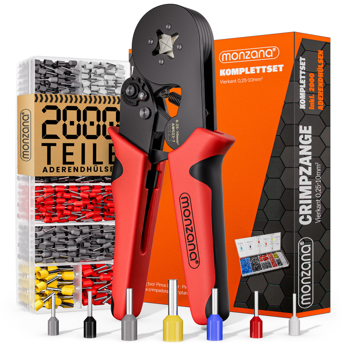 Crimping Pliers 0.25-10mm² 2000 Terminal Blocks Set Electrical Connectors Storage Bag Electrician Tool Pliers Crimping Pliers Cable Lugs