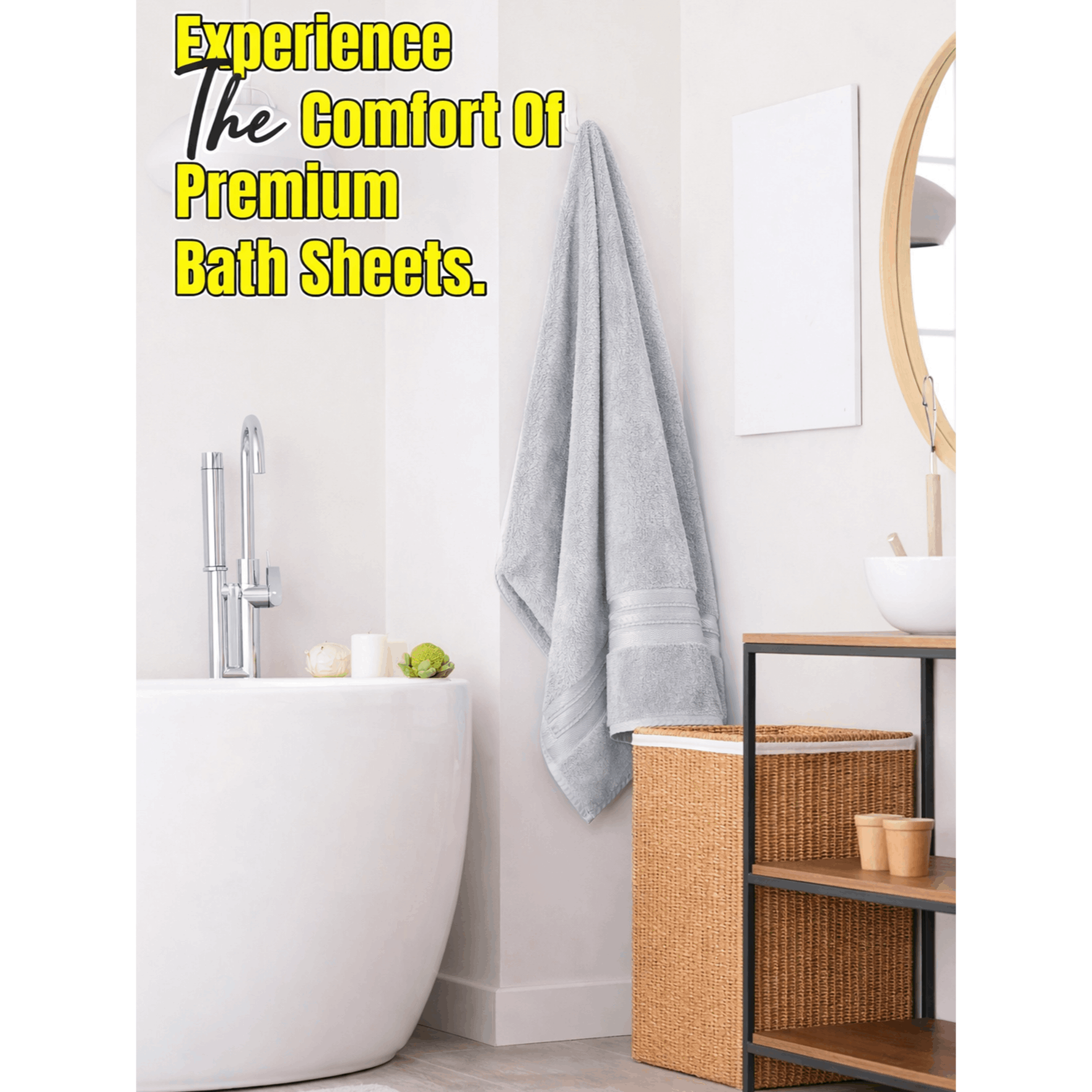 Premium Bath Sheets Set, Large Cotton Bath Towels, 90x150 cm