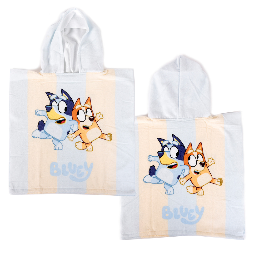 TEMU Beach Poncho For Kids With And Bingo Hood - Beach And Pool Towel, 50x115cm, Quick Drying, Pastel