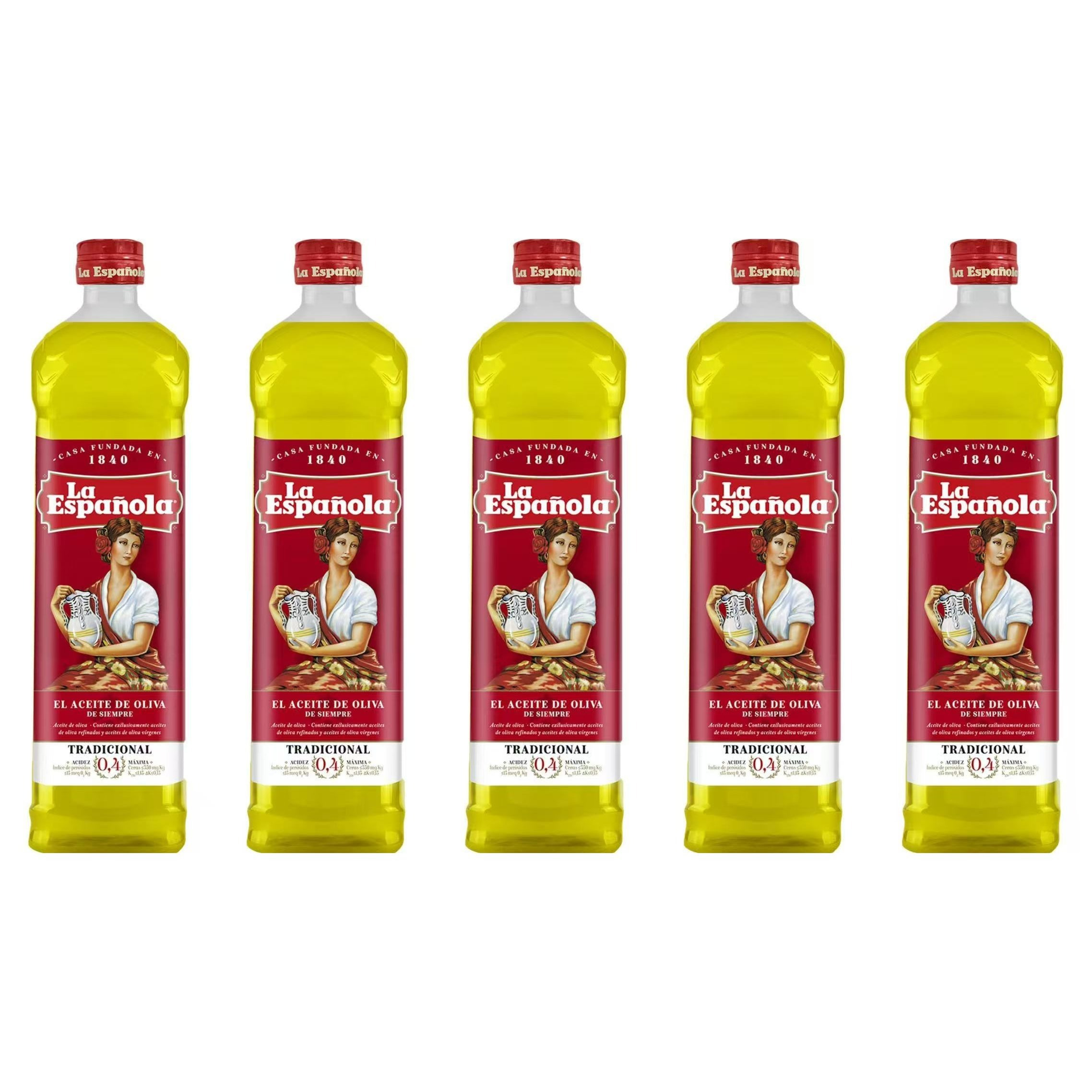 TEMU 5 botelles Aceite de oliva LA ESPAÑOLA suave 0,4º botella 1 litro