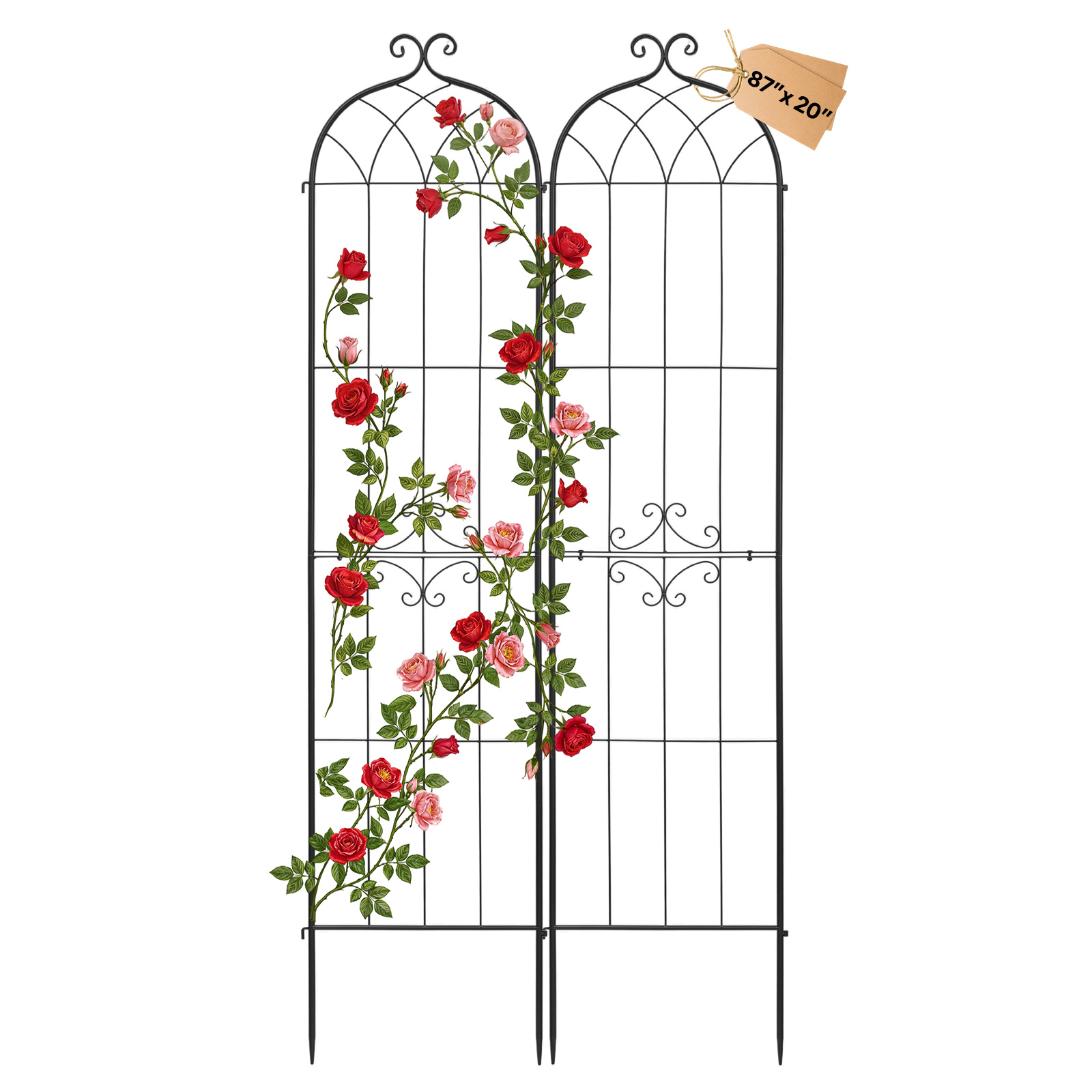 TEMU Vevor Garden Trellis, 220 X 52.5 Cm Rose Trellis, 2 Packs Garden Flower Rose Trellises With Powder-coated Finish & Convenient Locking Design,