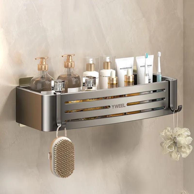 Image of Bathroom Suction Cup Shelf - Single-layer, No-drill, Removable, And Waterproof Bathroom Storage Shelf