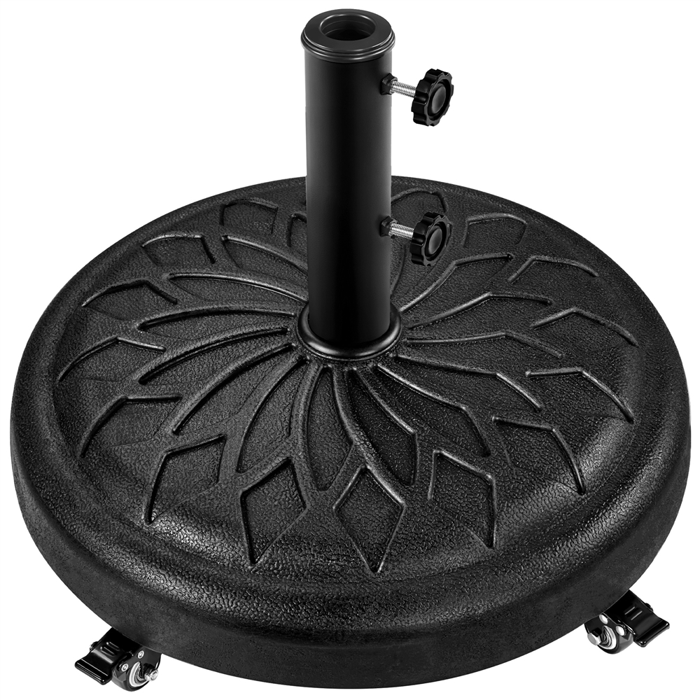 E-shop Costoffs Sonnenschirmständer aus Kunstharz 20,6 kg Schwere Schirmbasis Terrassen-Sonnenschirmständer mit Feststellbaren 360°-Rollen Runder