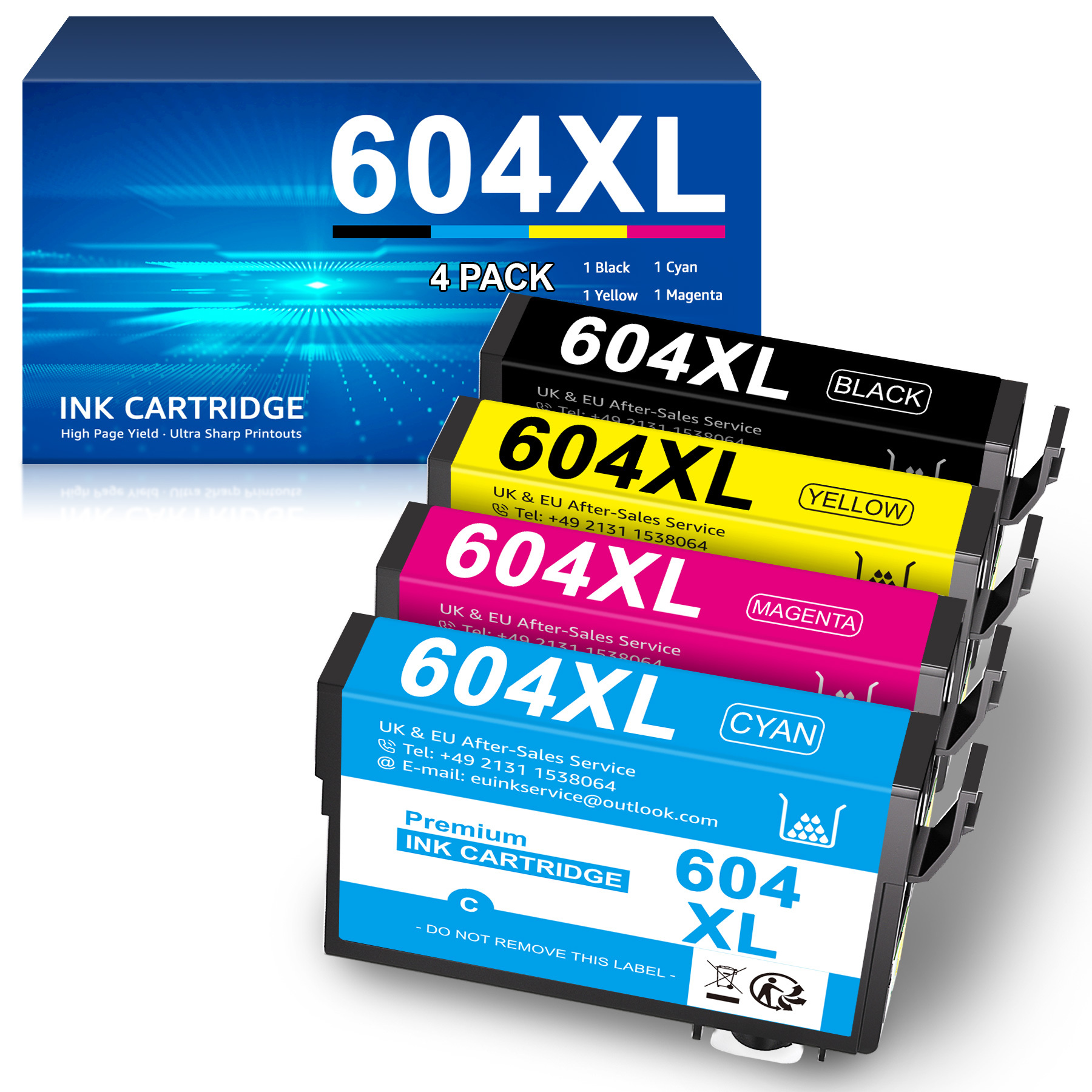 (4-pack) 604 Xl Printer Cartridges – Compatible 604xl Cartridges 604 Cartridges Multipack For Home Xp-3200, Xp-4200, Xp-2205, Xp-3205, Xp-4205, Xp-2200, Workforce Wf-2910, 2930, 2935, 2950