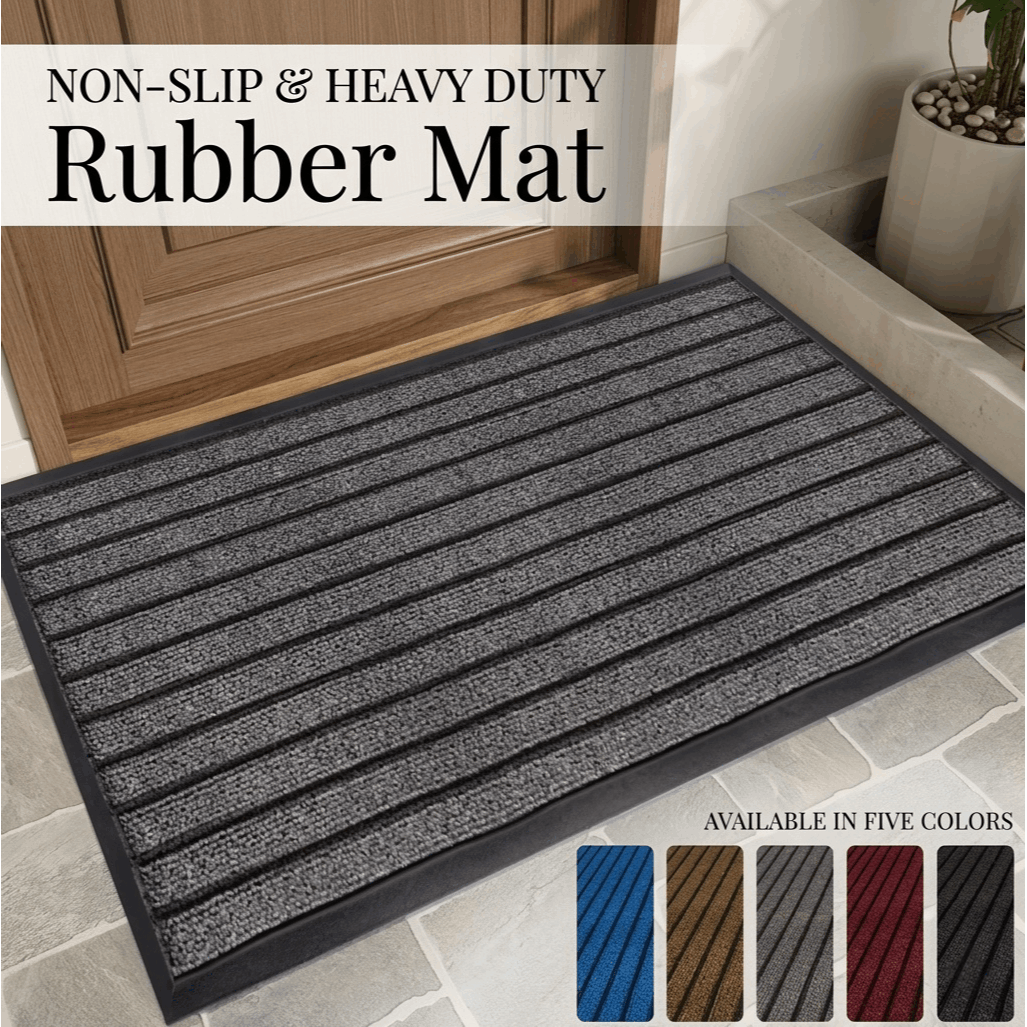 1pc heavy duty rubber mat extra large durable pvc floor mat with rubber backing easy to clean anti slip long lasting   kitchen indoor outdoor entryway use