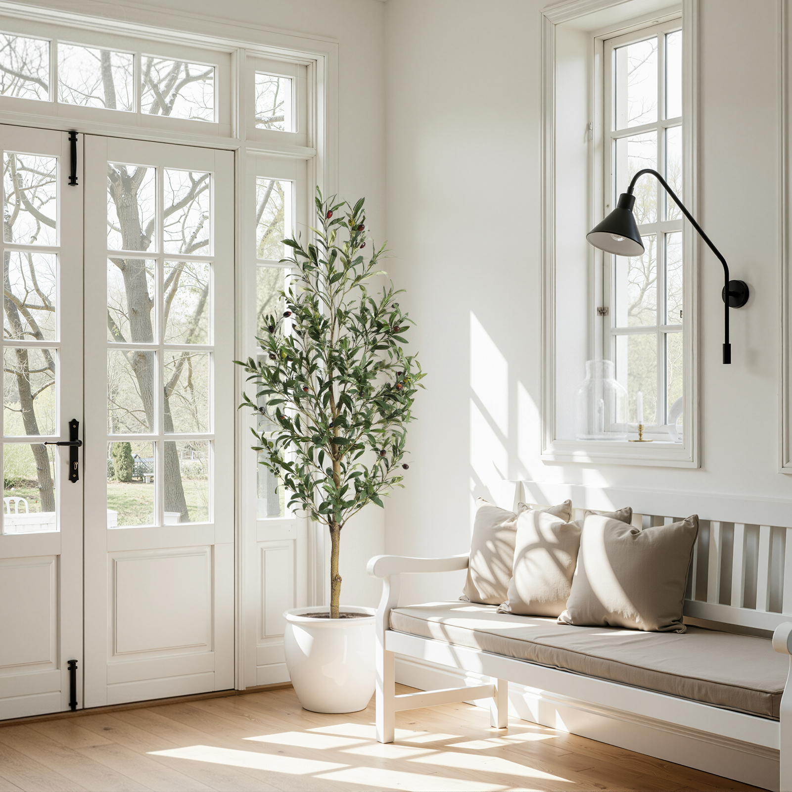 E-shop 6ft/180cm Künstlicher Olivenbaum für Zuhause, Büro, Wohnzimmer, Terrasse, Garten, Moderne Dekoration, Ideal für Werbeaktionen, Einweihungsfeiern