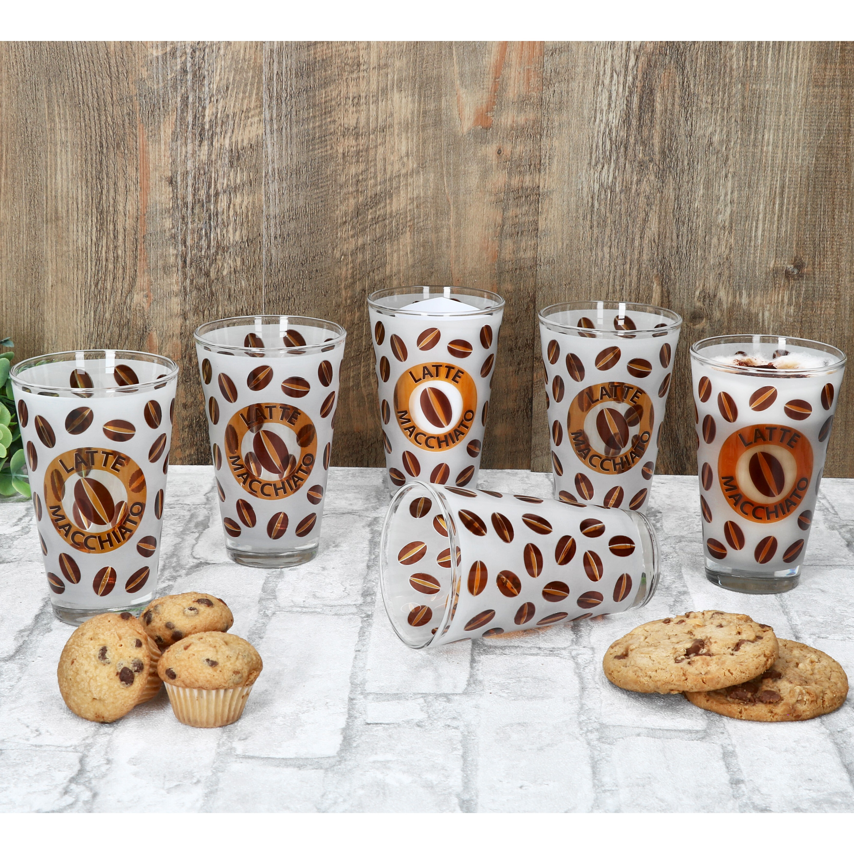 Image of 6pcs Glasses 240ml Orange Coffee Ice Coffee Milkshake