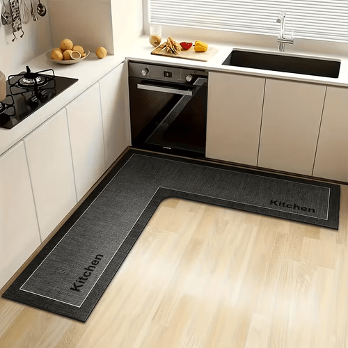 1pc l shaped non slip mat for bathroom and kitchen featuring a large kitchen mat kitchen non slip striped and solid colors suitable for dining area entrances easy to decor modern