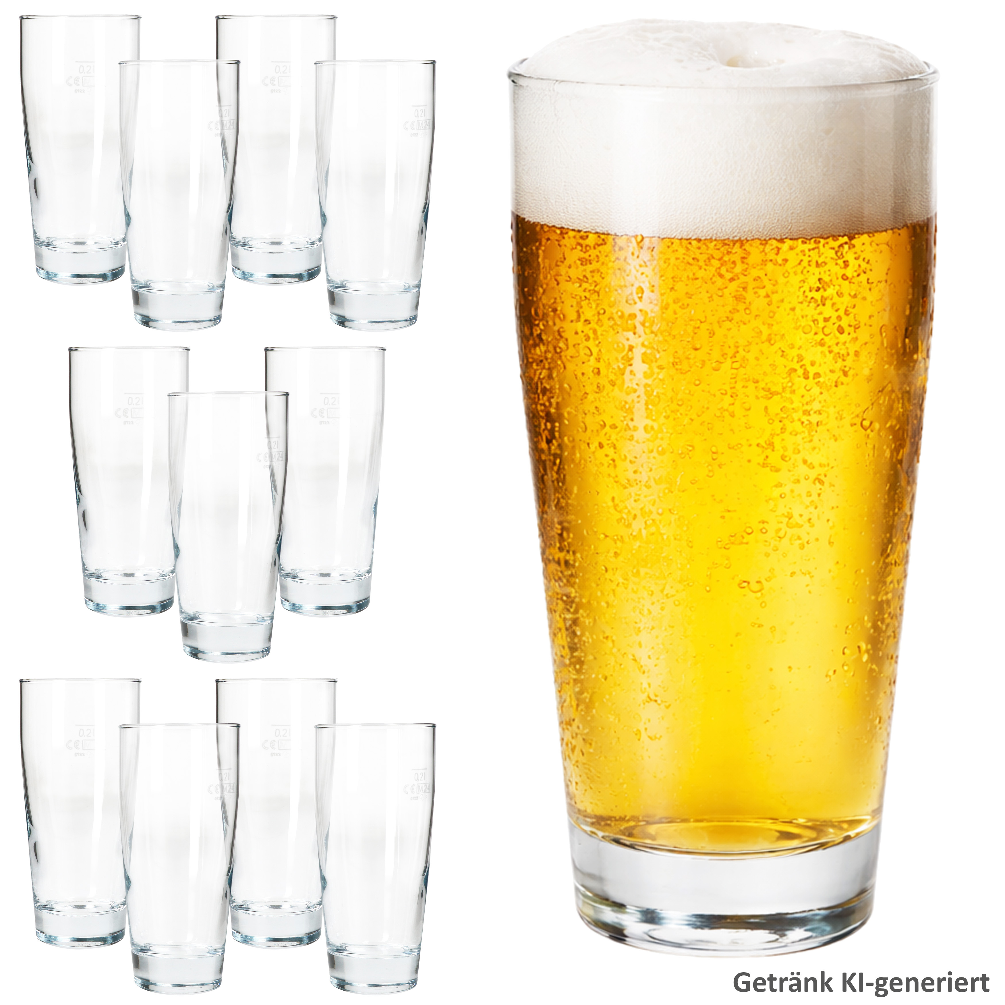 12-piece Set Of 0.2 L Calibrated Beer Glasses For Cocktails And Drinks