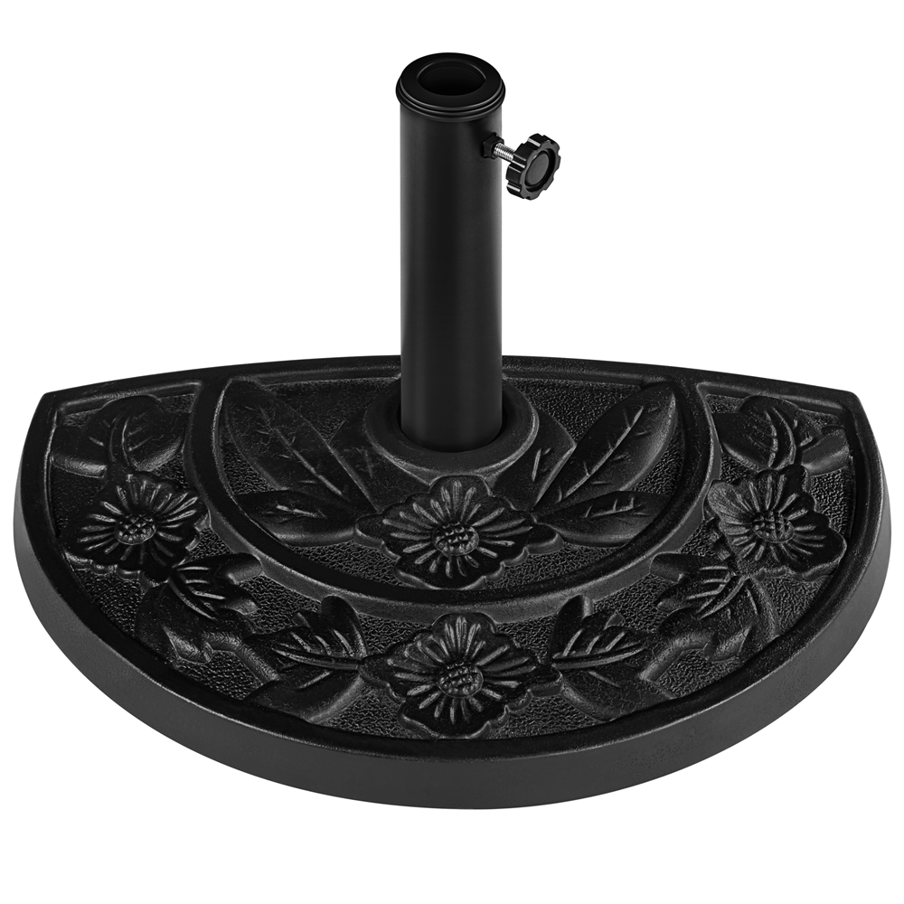 E-shop Costoffs Sonnenschirmständer Halbrunde Schirmbasis mit Blumenmuster Sonnenschirmfuß aus Kunstharz Terrassen-Sonnenschirmständer 10 kg