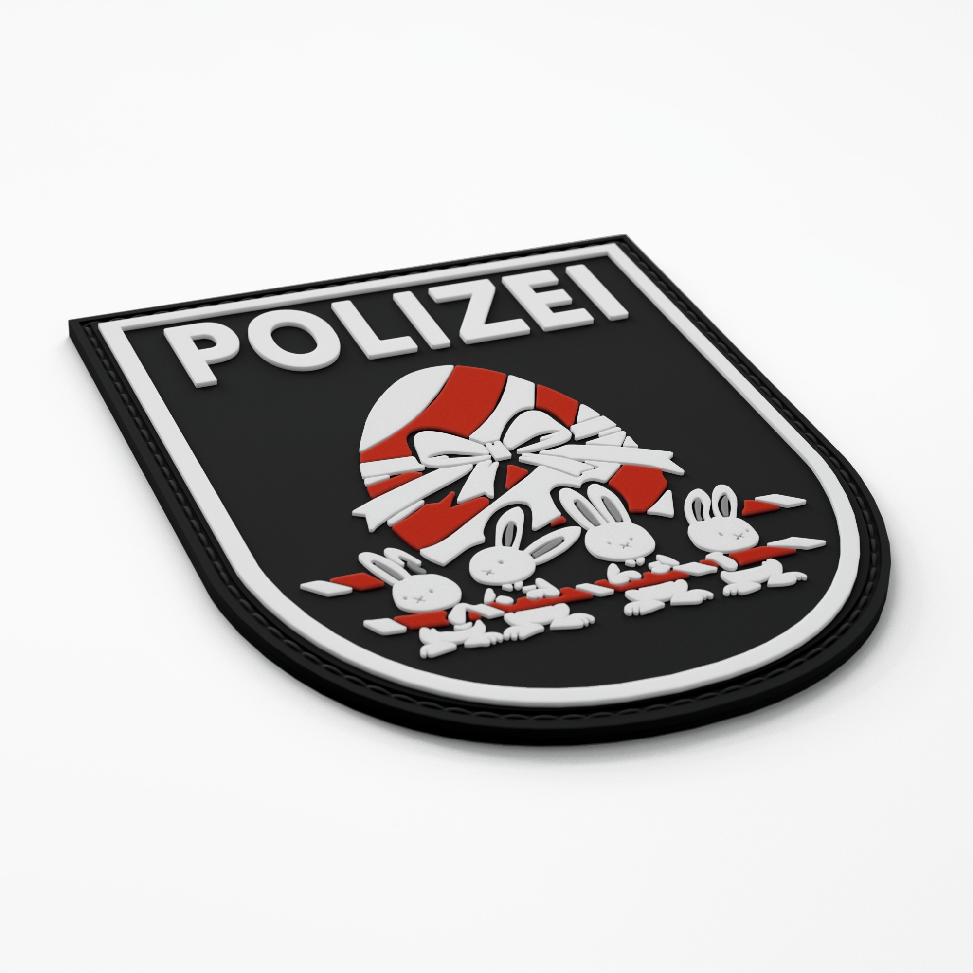 E-shop Polizei Patch Ostern (farbig) - Als Abzeichen für Polizeiuniform, Weste, Einsatztasche, Jacke, Kostüm oder Rucksack - 3D rubber klett patch