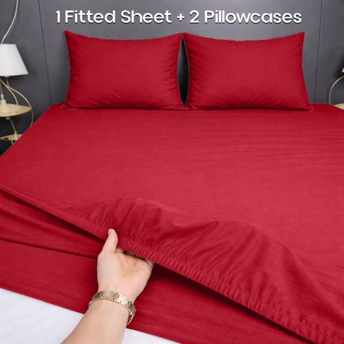 3pcs extra deep brushed fitted sheet soft breathable solid color microfiber bedding 1pc 40cm fitted sheet 2pcs pillowcases single super king sizes