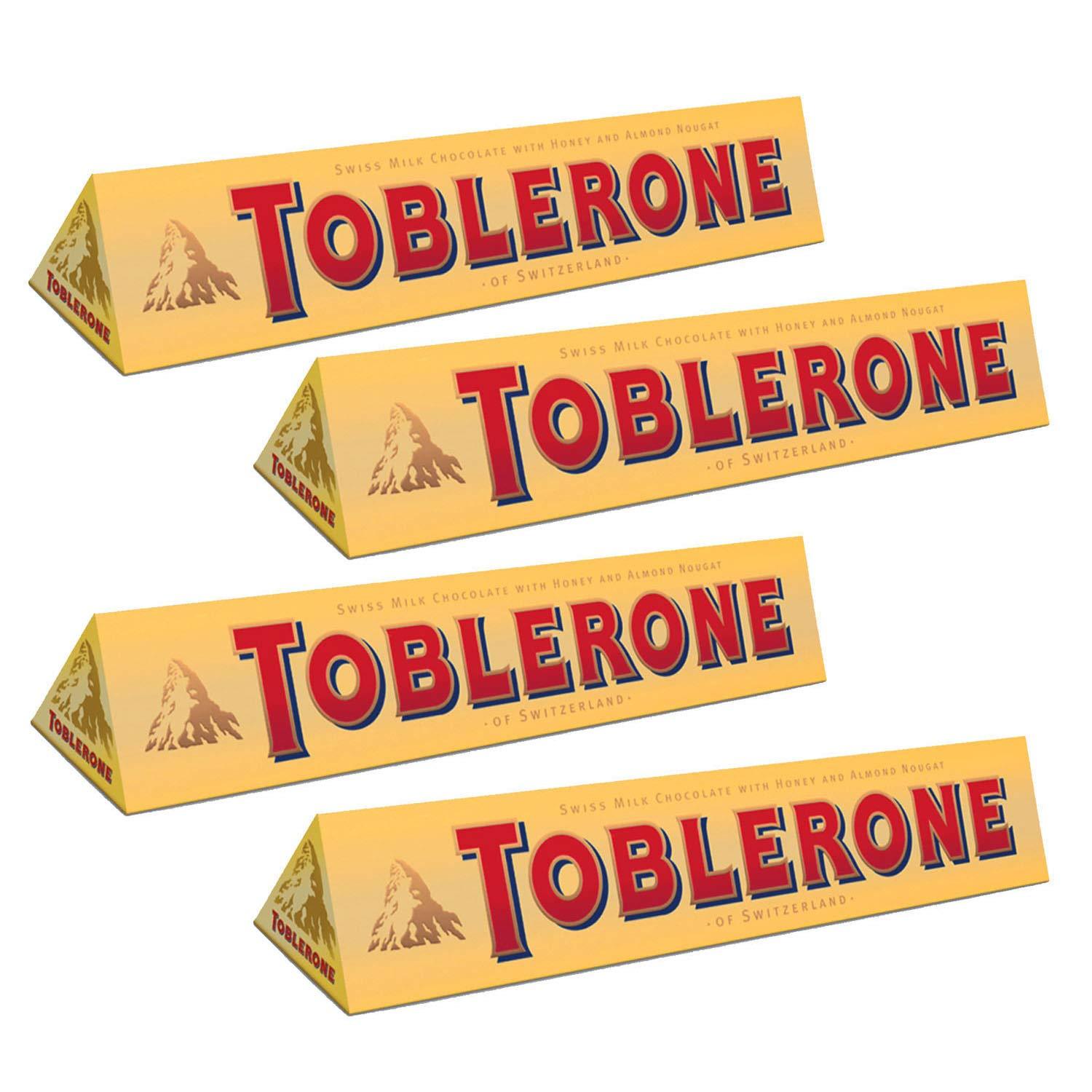 TEMU Toblerone Milk Chocolate With Honey And Almond Nougat, Pack Of 4 X 100 G
