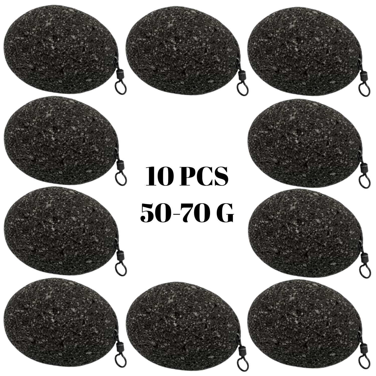 TEMU Stone Weight Graphite 10pcs – Stone Weight For Carp And Bottom Fishing – For Carp And Feeder Assemblies – Suitable For Aromatizing With Dips And