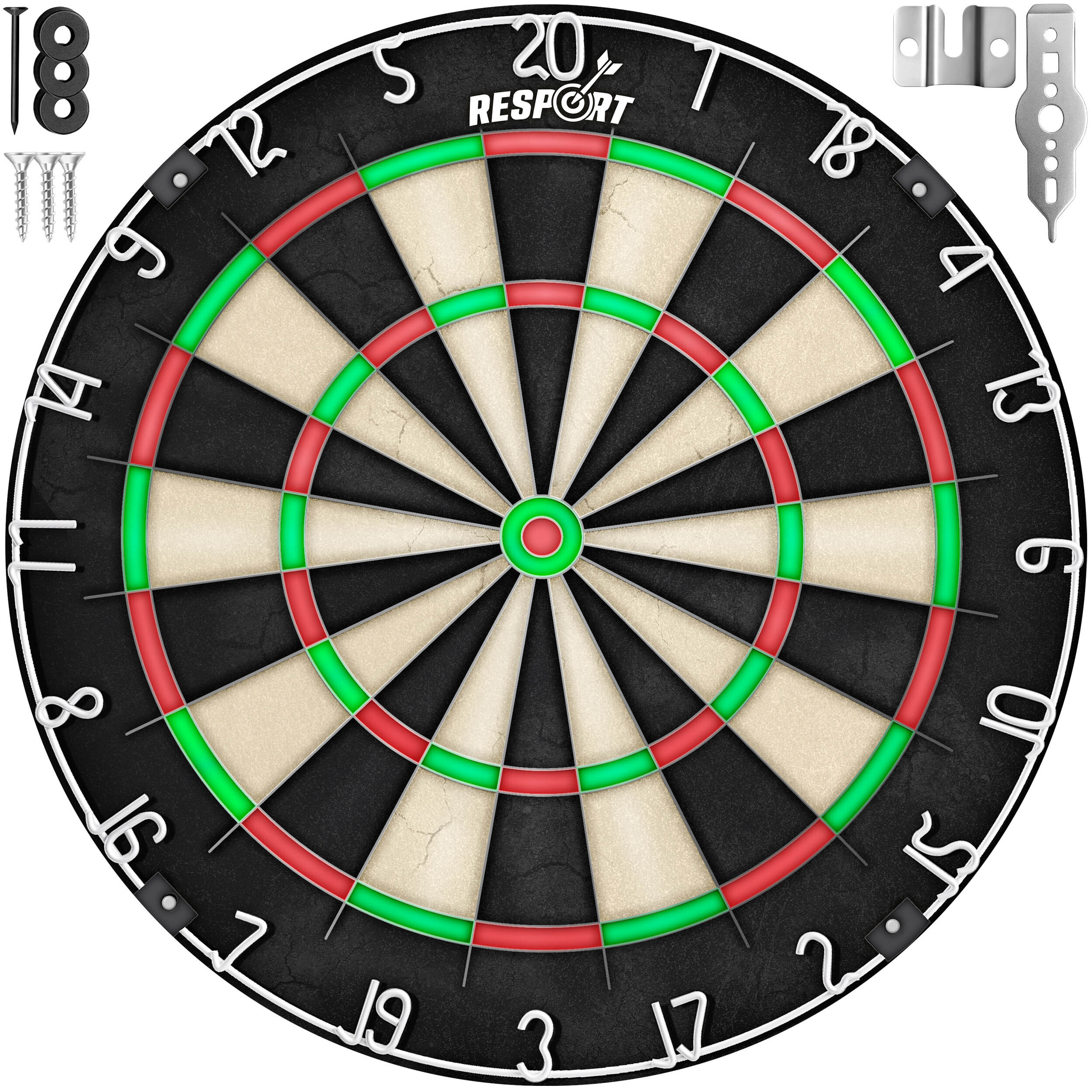 E-shop ® Sisal Premium Dartscheibe| Steeldart Dartboard inkl. Montageset | Offizielle Professional Steeldartscheibe mit ultradünnem Drahtsystem