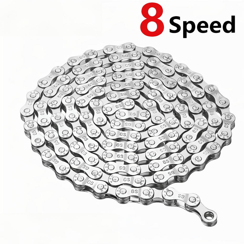 TEMU Cadena de bicicleta de 8 velocidades — adecuada para bicicletas de montaña/carretera de 8 velocidades, cadena de competición plateada, cambios