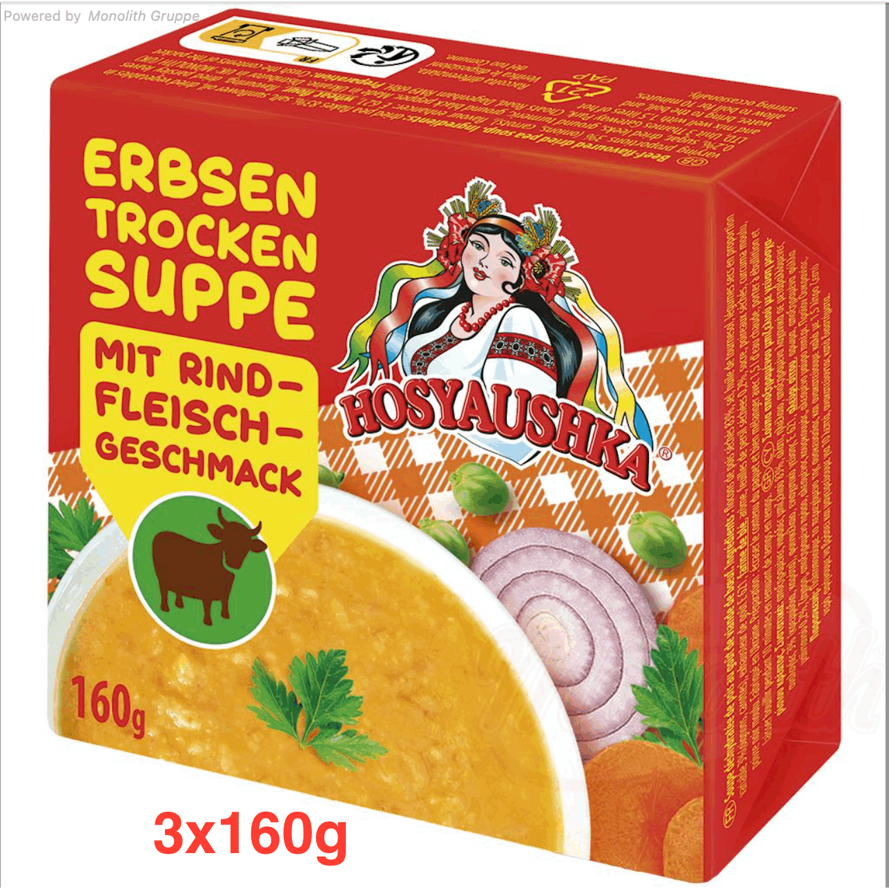Grandma's Pea Soup With Beef Flavor 3x160g - Dry Soup, Quick & Delicious