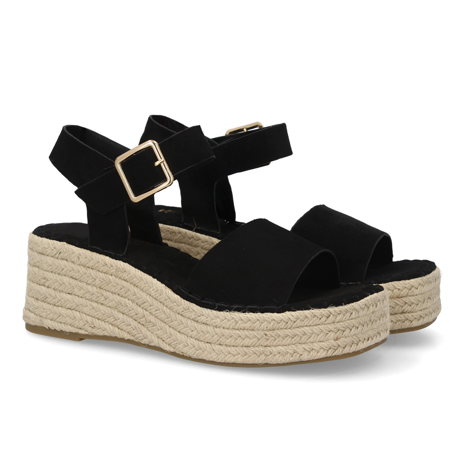 Image of Women's Sandal With Jute Wedge, Padded And Lightweight For Everyday Use. Wide Strap And Closure With Smooth Print. Ideal For Summer.