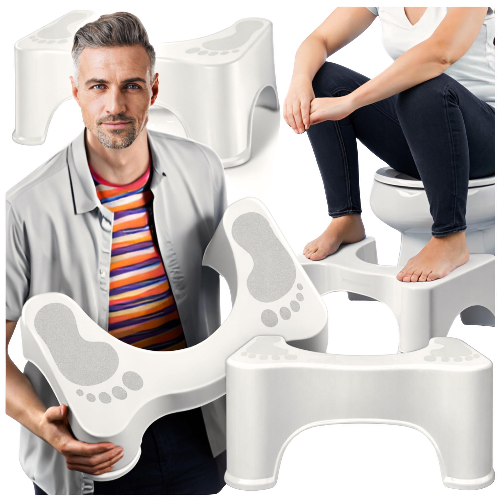 E-shop Ergonomischer Toiletten-Fußhocker, 17 cm, Badezimmer-Trittplattform, 42 cm, recycelter Toiletten-Trittstuhl, rutschfest für Erwachsene und