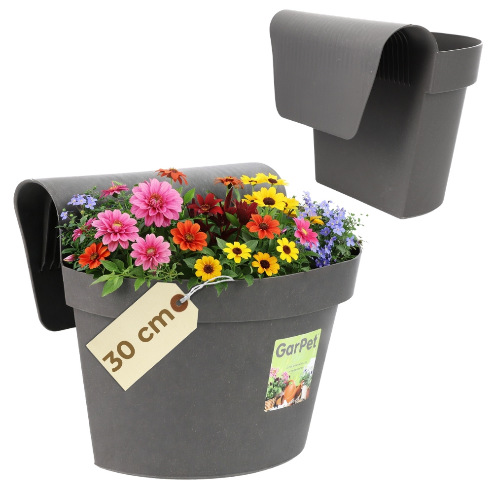 Image of Landscaping Pot Balcony Hanging Flower Pot With Water Storage Flower Pot For Hanging Balcony Flower Pot Balcony Railing Flower Box Railing Flower Box Balcony Pot Fence