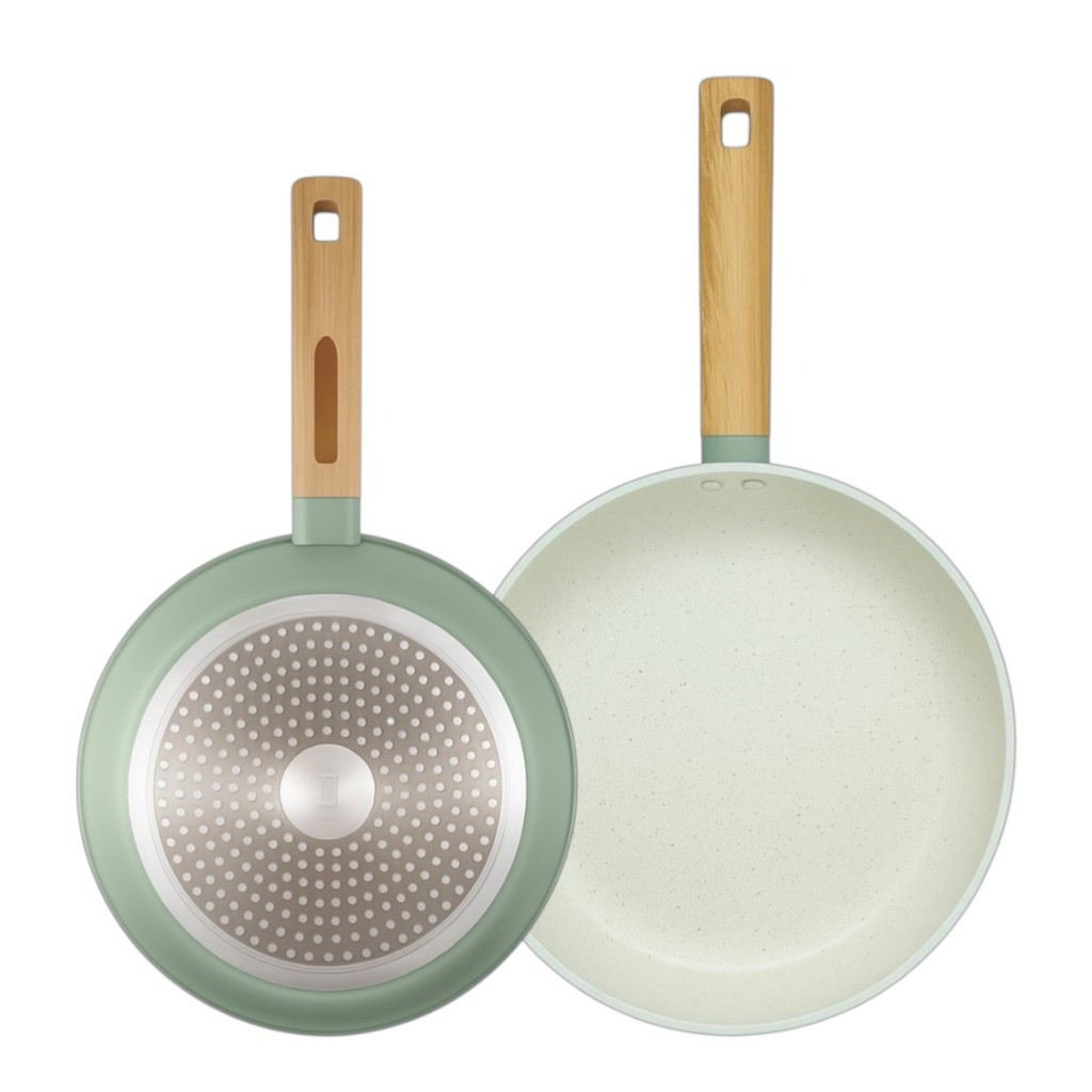 Juego de 2 Sartenes Antiadherentes | Inducción y Vitro | Mango Soft-Touch Efecto Madera...