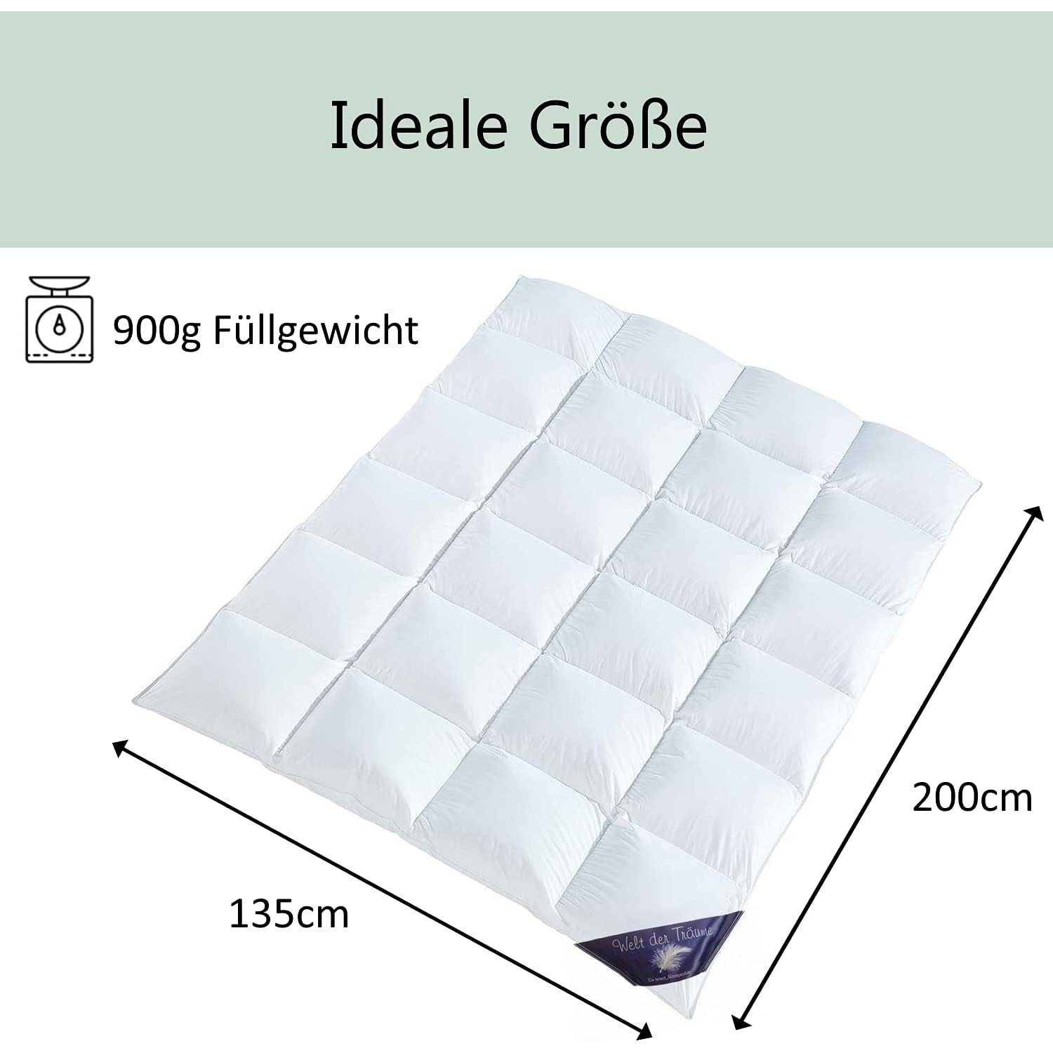 Image of Made In Eu! 60% Down Duvet 135 X 200cm | 900 Gram Fill | 100% Cotton | Down Duvet | Feather Duvet | Non-live Plucked | Summer Duvet