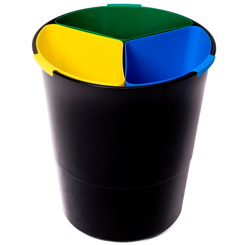 TEMU - 17-liter Differentiated Waste Bin With 3 Separate Compartments To Separate 3 Different Types Of Waste In A Single Container |