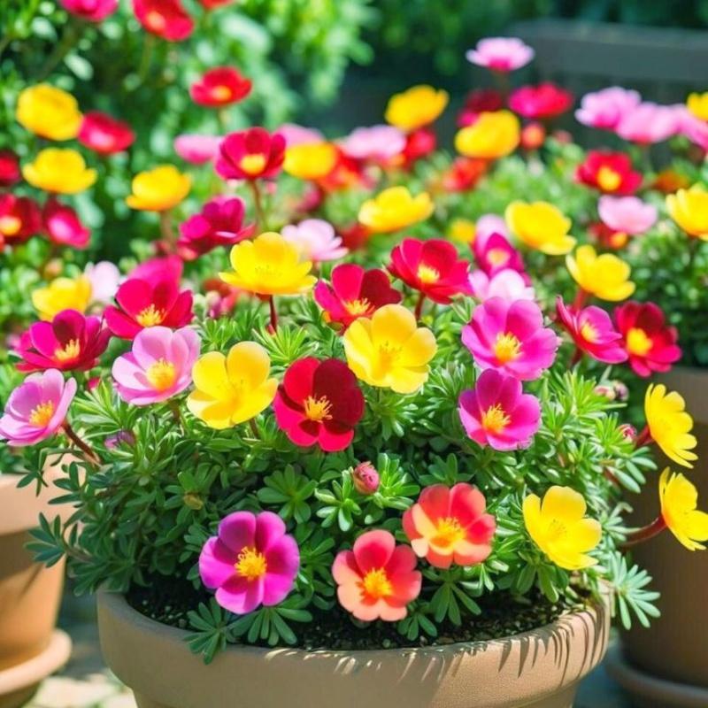 E-shop 105 Stück Portulak-Blumen - Einfach zu Züchten im Innen- und Außenbereich, Lebhaftes Blütenattraktionsmittel, Moosrose als Zierpflanze, Hohe